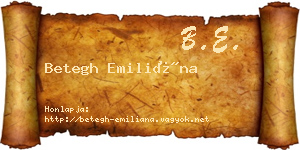 Betegh Emiliána névjegykártya